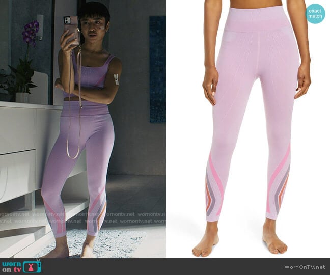 Free People The Essence High Waist Leggings in Pink Combo worn by Margot (Brianne Tju) on I Know What You Did Last Summer