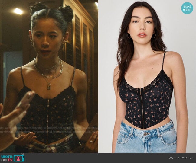 Garage Hook & Eye Lace Trim Corset Cami worn by George Fan (Leah Lewis) on Nancy Drew