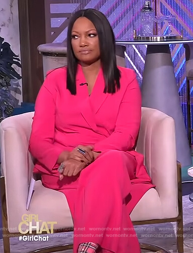 Carcelle’s pink tie waist blazer and pants on The Real