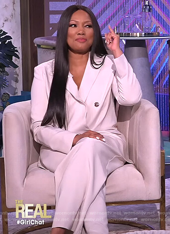 Garcelle’s white double breasted blazer and pants on The Real