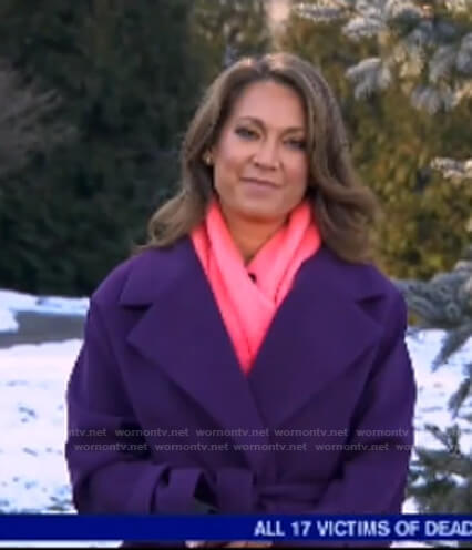Ginger’s purple wrap coat on Good Morning America