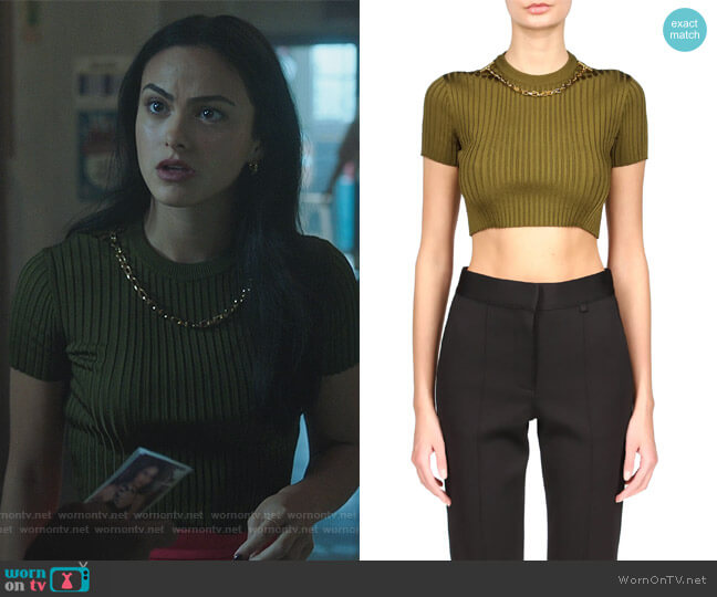 Givenchy Chain Embellished Knit Crop Top worn by Veronica Lodge (Camila Mendes) on Riverdale