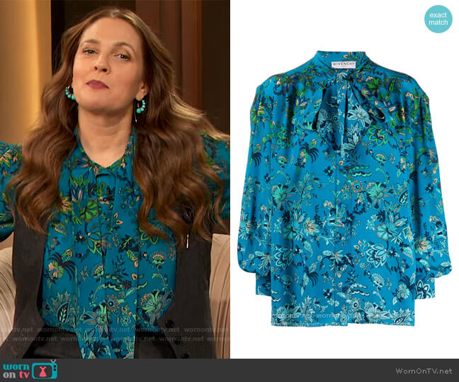 Givenchy Floral Print Shirt worn by Drew Barrymore on The Drew Barrymore Show