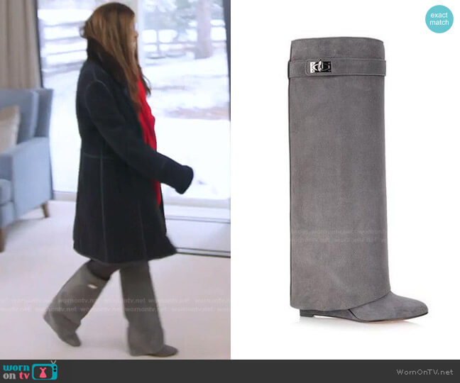 Givenchy Suede Shark-Lock Fold-Over Boot worn by Mary Cosby on The Real Housewives of Salt Lake City