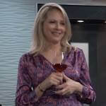 Gladys’s purple printed wrap dress on General Hospital