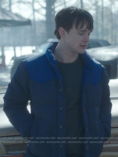 Harrison’s blue padded jacket on Dexter New Blood