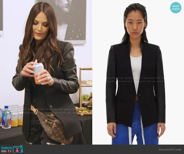 Helmut Lang Leather Sleeve Jacket worn by Lisa Barlow on The Real Housewives of Salt Lake City