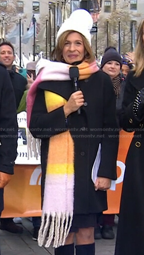 Hoda’s multicolor colorblock long scarf on Today