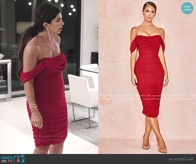House of CB Ruched Chiffon Dress worn by Teresa Giudice on The Real Housewives Ultimate Girls Trip