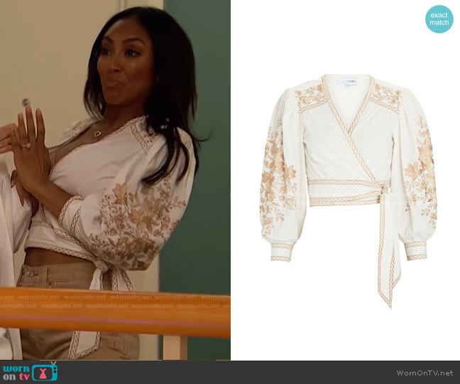 Intermix Billy Wrap Blouse worn by Tayshia Adams on The Bachelorette