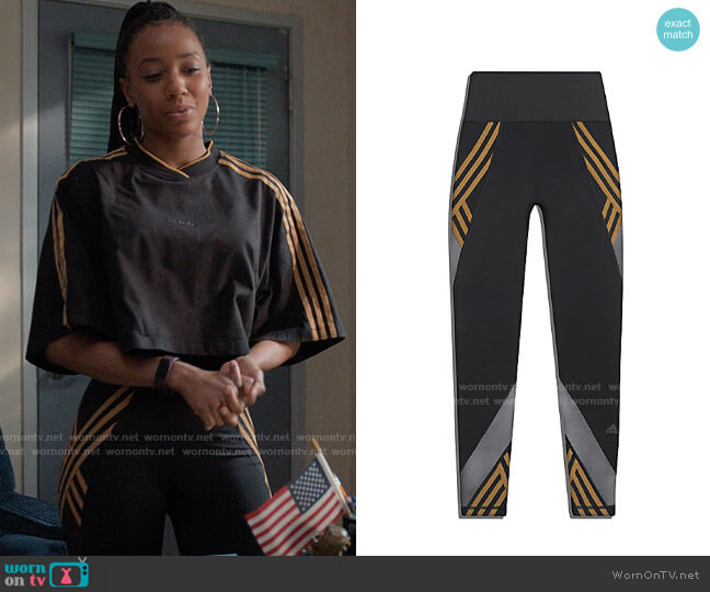 Ivy Park x Adidas 3 Stripes Tights worn by Whitney Chase (Alyah Chanelle Scott) on The Sex Lives of College Girls