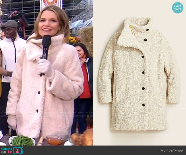 J. Crew Villa Coat in teddy sherpa worn by Savannah Guthrie on Today