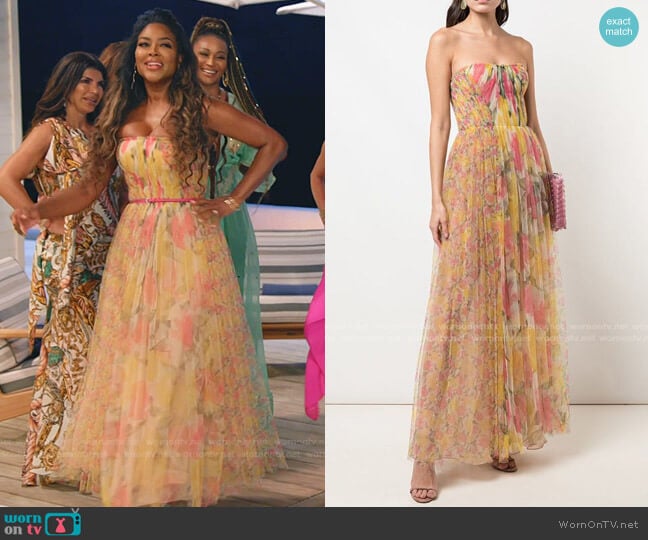 Jason Wu Silk Strapless Long Dress worn by Kenya Moore on The Real Housewives Ultimate Girls Trip
