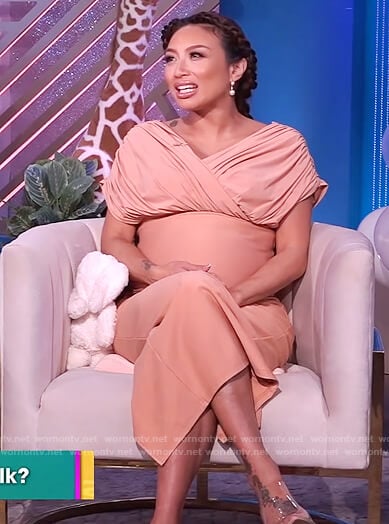 Jeannie’s beige wrap dress on The Real