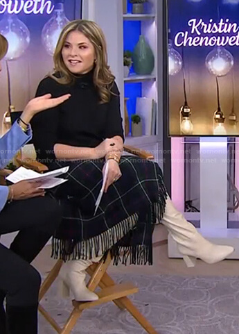 Jenna’s green plaid fringed skirt on Today