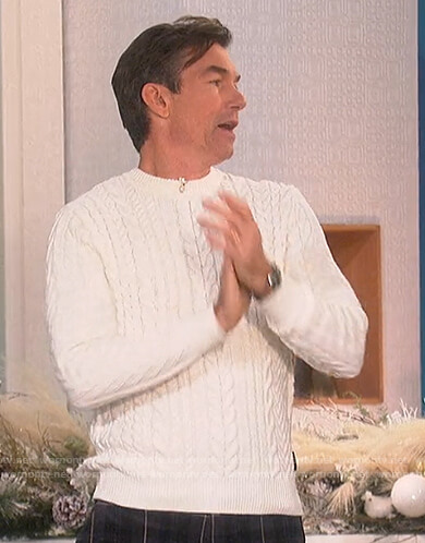 Jerry’s white cable knit sweater on The Talk
