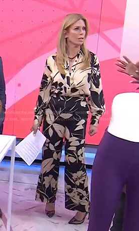 Jill’s black and beige floral print blouse and pants on Today