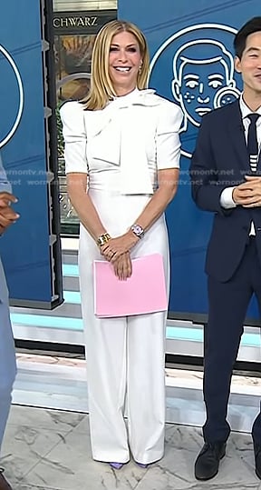 Jill’s white tie neck jumpsuit on Today