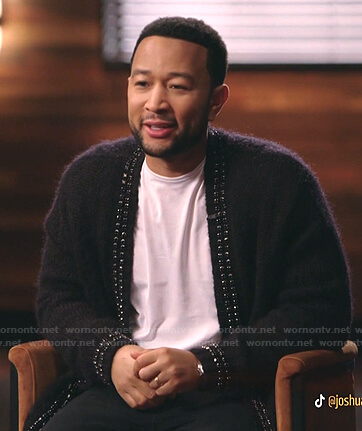 John Legend’s black studded cardigan on The Voice
