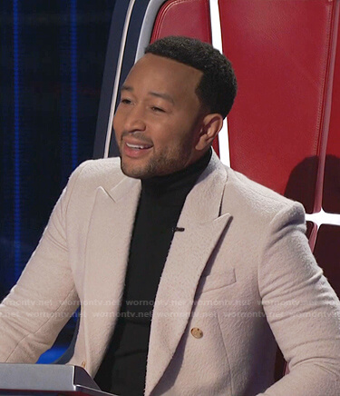 John Legend’s white double breasted blazer on The Voice