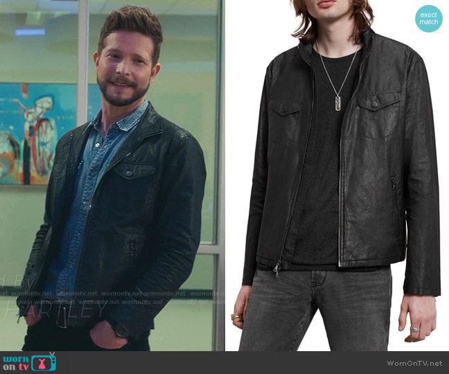 John Varvatos Garment-Washed Zip Jacket worn by Conrad Hawkins (Matt Czuchry) on The Resident