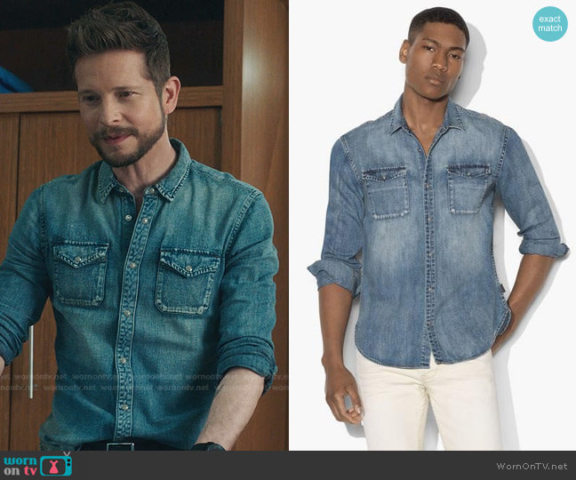 John Varvatos Western Shirt with Snap Chest Pocket worn by Conrad Hawkins (Matt Czuchry) on The Resident