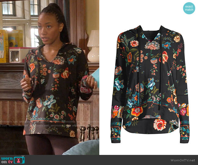 Johnny Was Ardell Hoodie worn by Whitney Chase (Alyah Chanelle Scott) on The Sex Lives of College Girls
