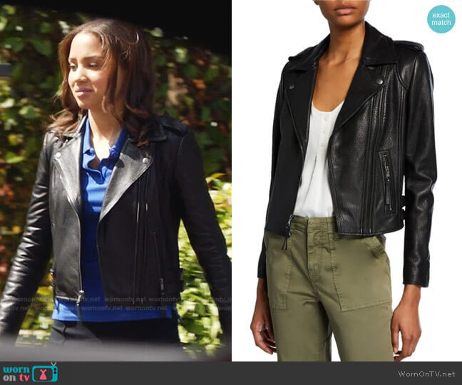 Joie Leolani Leather Moto Jacket worn by May Grant (Corinne Massiah) on 9-1-1
