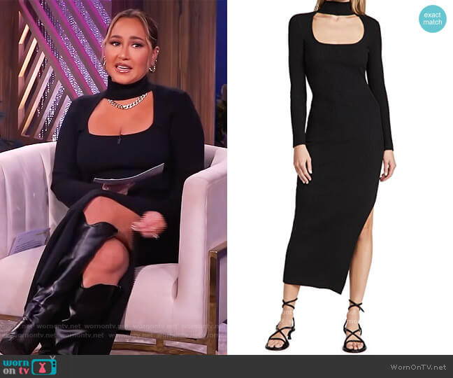 Jonathan Simkhai Kenny Rib-Knit Cutout Dress worn by Adrienne Houghton on The Real