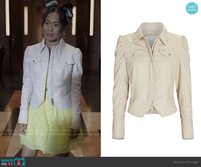 Jonathan Simkhai STANDARD Wyatt Vegan Leather Jacket worn by Mary Hamilton (Nicole Kang) on Batwoman