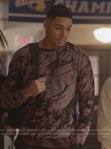 Jordan’s purple marble print sweatshirt on All American