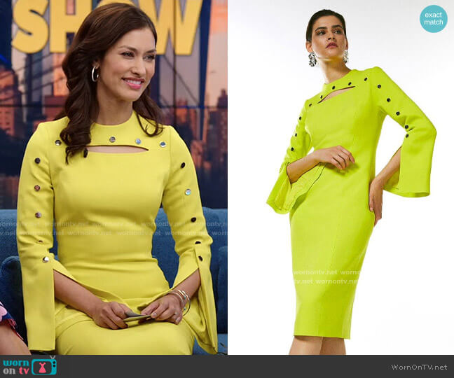 Karen Millen Stud Detail Split Sleeve Pencil Dress worn by Alison Namazi (Janina Gavankar) on The Morning Show