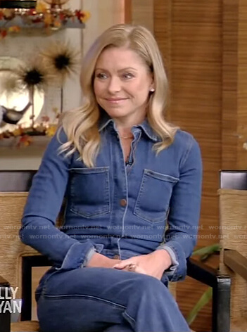 Kelly’s denim jumpsuit on Live with Kelly and Ryan