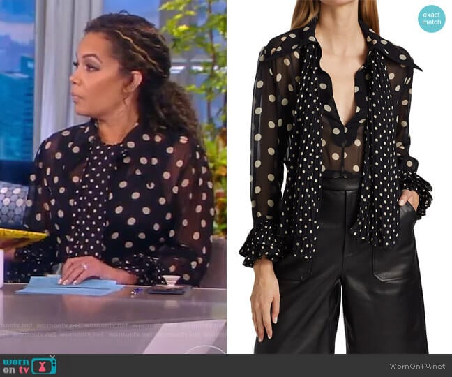 Khaite Nia Polka Dot Silk Blouse worn by Sunny Hostin on The View