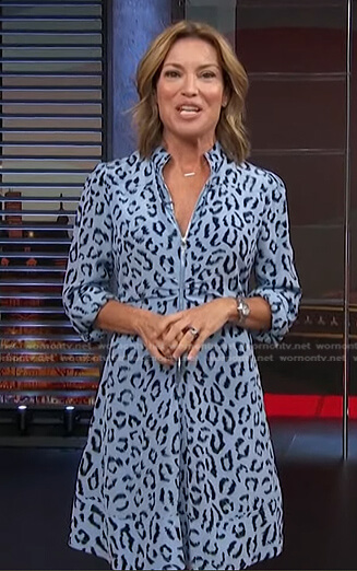 Kit’s blue leopard print dress on Access Hollywood