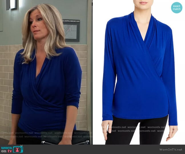 Kobi Halperin Ava Faux Wrap Top worn by Carly Spencer (Laura Wright) on General Hospital