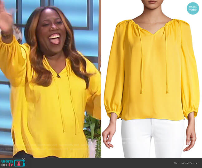 Kobi Halperin Paulina Cutout Silk Blouse worn by Sheryl Underwood on The Talk