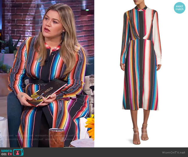 Kobi Halperin Steffi Striped Shirtdress worn by Kelly Clarkson on The Kelly Clarkson Show