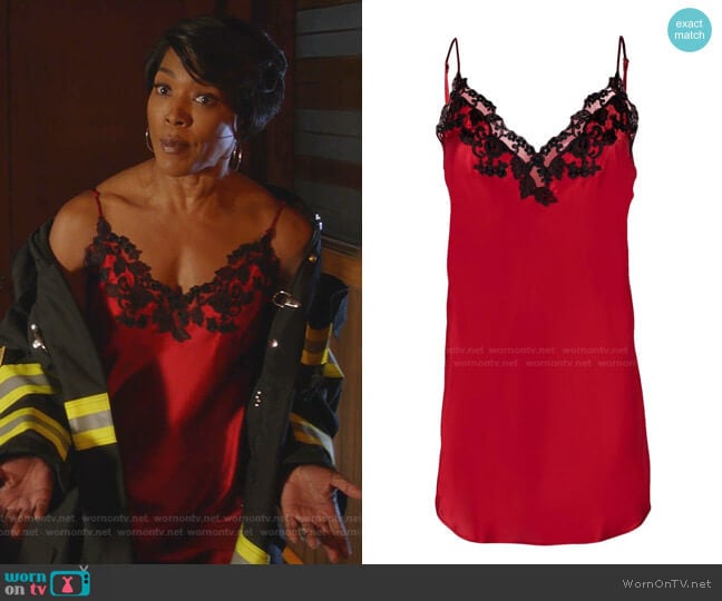 La Perla Maison Lace-Trim Slip Dress worn by Athena Grant (Angela Bassett) on 9-1-1