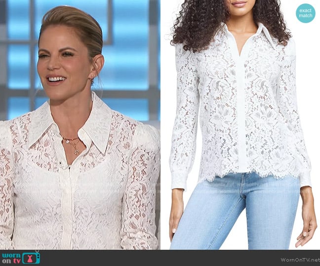 L'Agence Jenica Lace Blouse worn by Natalie Morales on The Talk