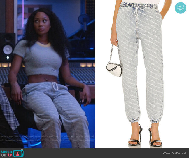 Denim x Alexander Wang Jogger's worn by Lauren Rice (Pepi Sonuga) on Queens
