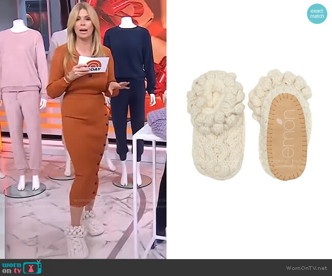 Lemon Collections Whimsy Knit Bootie in Sand worn by Jill Martin on Today
