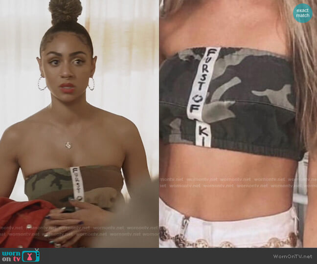 LF Stores Furst of a Kind Camo Crop Top worn by Patience (Chelsea Tavares) on All American