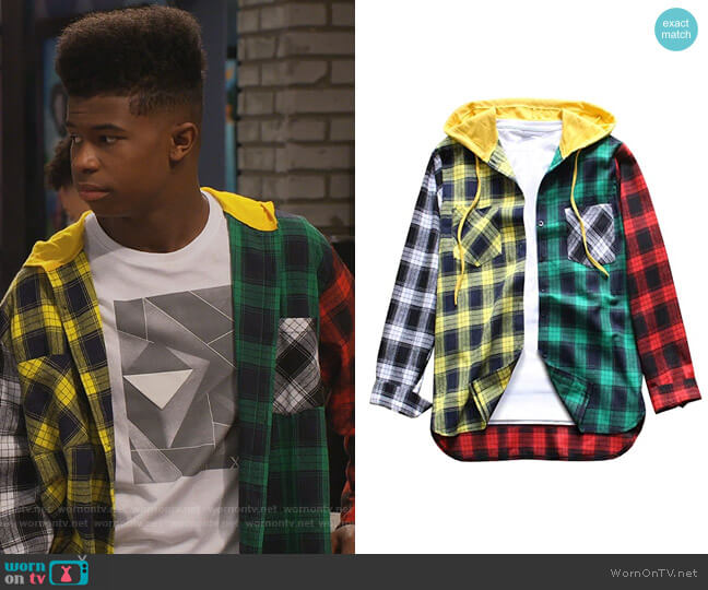 LifeHe Plaid Hipster Colorblock Jacket worn by Munchy (Isaiah Crews) on Side Hustle