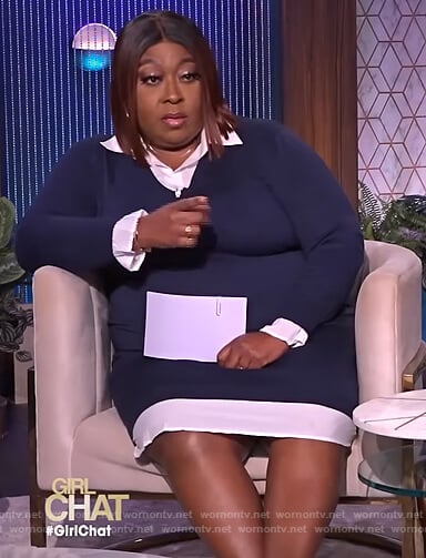 Loni’s blue contrast shirtdress on The Real