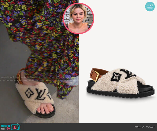 Louis Vuitton Paseo Flat Comfort Sandal worn by Selena Gomez on Selena + Chef
