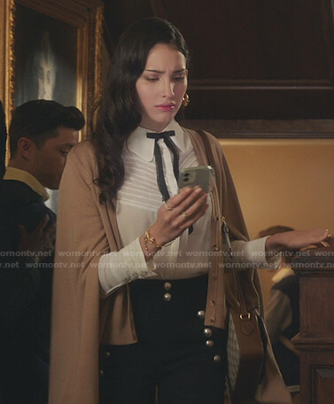Luna’s navy sailor button pants on Gossip Girl