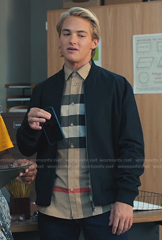 Mac’s beige plaid shirt on Saved By The Bell
