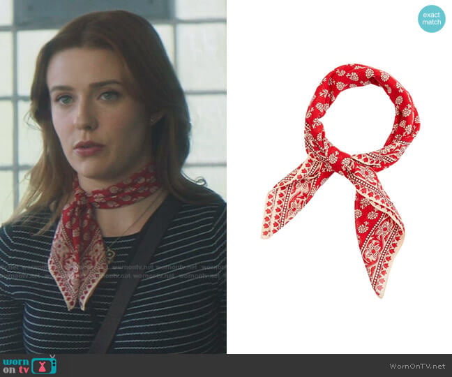 Madewell Bandana in Tropical Coral worn by Nancy Drew (Kennedy McMann) on Nancy Drew