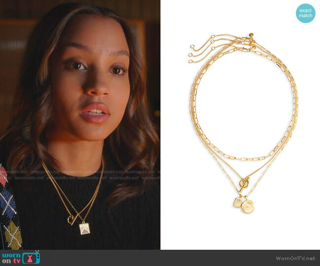 Madewell Set of 3 Toggle Chain Necklaces worn by May Grant (Corinne Massiah) on 9-1-1